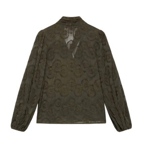 Mint Velvet Khaki Floral Tie Neck Blouse